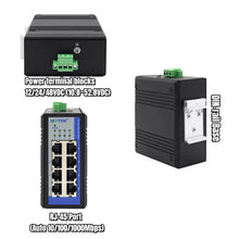 Load image into Gallery viewer, UOTEK 1000M Industrial Ethernet Switch Gigabit 8 Port RJ45 Network Unmanaged DIN-Rail Full Half Duplex Plug and Play UT-6408GC