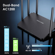 Load image into Gallery viewer, Wavlink AC1200 Wireless Dual Band Router(2.4G + 5G) Gigabit WiFi Router for Home & Gaming Supports MU-MIMO Beamforming IPV6