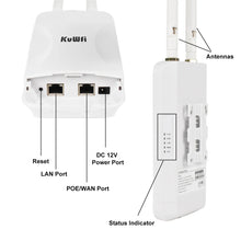 Load image into Gallery viewer, KuWFi 1200Mbps Outdoor AP Router Dual Band Wireless Wi-Fi Access Point with High Gain External Antenna Support 24V POE Repeater