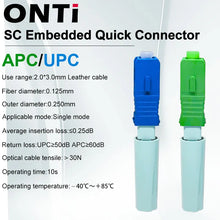 Load image into Gallery viewer, ONTi New SC APC SM Single-Mode Fiber Optical Connector FTTH Tool Cold Connector Tool SC UPC Fiber Optic Fast Connector