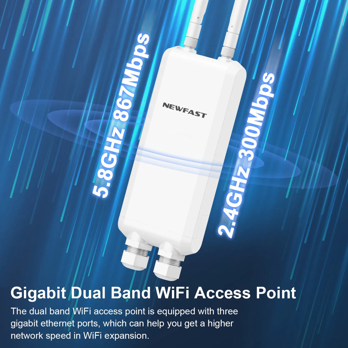 NEWFAST 1200Mbps Repetidor WiFi Exterior para Larga Distancia, 5.8Ghz/2.4Ghz, IP66 Impermeable Amplificador WiFi Exterior Doble Banda, Soporte PoE, WPA2, Punto de Acceso Exterior NEWFAST 1200Mbps Repetidor WiFi Exterior para Larga Distancia, 5.8Ghz/2.4Ghz, IP66 Impermeable Amplificador WiFi Exterior Doble Banda, Soporte PoE, WPA2, Punto de Acceso Exterior