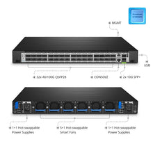 Load image into Gallery viewer, HNS-6332-32H2S 32-Port Ethernet L3 Data Center Bare Metal Switch, 32 x 100Gb QSFP28, 2 x 10Gb SFP+, Broadcom Chip, 6.4Tbps Switching
