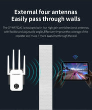Load image into Gallery viewer, COMFAST 1200Mbps Wireless WiFi Repeater WiFi Extender Dual Band 2.4G 5G Network Amplifier Long Range Signal Booster Router Home