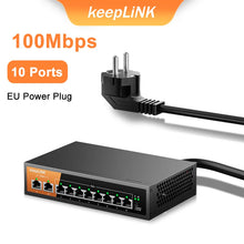 Load image into Gallery viewer, KeepLiNK 10-Port 10/100Mbps Megabit Ethernet Switch with 8-PoE Ports and 2-Ethernet Uplink 2G Switching KP-9000-10TP-MAC