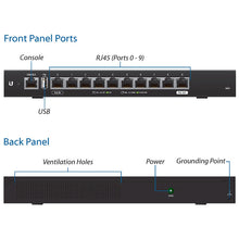 Load image into Gallery viewer, Ubiquiti Networks EdgeRouter 10X, 10-Port High-Performance Gigabit Router with PoE Flexibility, 10/100/1000Mbps, Passive PoE Power adapter, 2 Core CPU