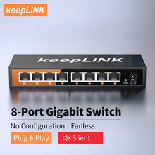 Load image into Gallery viewer, KeepLiNK 8-Port Gigabit Ethernet Switch Unmanaged Plug and Play 10/100/1000Mbps 16Gbps Switching DC5V KP-9000-8G