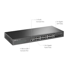 Load image into Gallery viewer, TP Link Jetstream 24-port Gbit L2+ Managed Switch With 4 x SFP Slots, 24 Gb PoE+ Ports, 4 10G SFP+ Slots, RJ45/Micro-USB,802.3at/af, 384W PoE Power