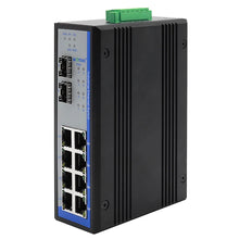 Load image into Gallery viewer, UOTEK 8G+2XG 10 Ports Unmanaged POE Industrial Ethernet Switch 10/100/1000M DIN-rail Switch IP40 Protection UT-60208G-8GT-2XGP-POE