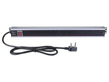 Load image into Gallery viewer, Linkbasic 10 Way Aluminium Moulded Rack Mount PDU, 10 way switched Power Distribution Unit (PDU) with a moulded direct-attached power cable, 10x 16A - Let's Fibre Technologies