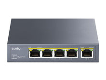Load image into Gallery viewer, Cudy 4 Port Gigabit PoE 1x PoE Input 60W Switch, with 802.3af/at/bt Gigabit PoE input port, 5x 10/100/1000 Ethernet Ports, Desktop/Wall-Mount | POE40