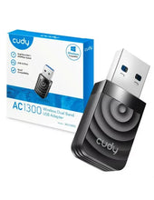 Load image into Gallery viewer, Cudy Dual Band Wi-Fi 5 1300Mbps USB 3.0 Adapter, Dual-Band Wi-Fi 5 867Mbps + 400Mbps Indoor Wi-Fi, Works on Win7+/macOS 10.x/Linux | WU1300S