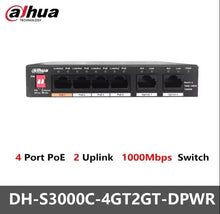 Load image into Gallery viewer, Dahua POE Switch 4/8/16/24 Ports 1/2 Uplink RJ45 Ethernet 100/1000Mbps Switch For IP Camera DH-S3000C-4GT2GT-DPWR