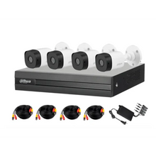 Load image into Gallery viewer, Dahua 4 Channel Dome Kit, Includes Dahua 4 Channel DVR, 4× Dahua 2mp 1080p Bullet Cameras, 4×18m RG59 Coaxial/Power cables, 1× PSU, 1× 4-way splitters