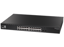 Load image into Gallery viewer, Edge-Core 28 Port Gb Layer 3 Switch, 24xGb LAN Port, 2xSFP+, 1x Module slot, Stackable, 128 Gbps Switching capacity, 10 K Auto-negotiation ECS4620-28T
