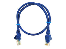 Load image into Gallery viewer, Linkbasic 50cm UTP Cat5e Flylead Blue, PVC, supplied moulded with boots, rated for 10/100/1000Mbps data transmission speeds with Stranded Bare Copper