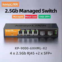 Load image into Gallery viewer, KeepLINK 6-Port Multi-Gigabit Managed Switch with 4x 2.5Gb RJ45 and 2x 10G SFP+ ports, 60Gbps switching, KP-9000-6XHML-X2
