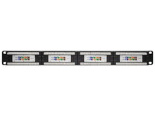 Load image into Gallery viewer, Linkbasic LB-PP24 24 Port Cat5e Rack Mount Patch Panel, manufactured from black electrostatic powder-coated steel for enhanced corrosion resistance