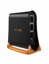 Load image into Gallery viewer, MikroTik hAP Mini with RouterOS L4, Indoor Case, 650MHz CPU, 32 MB RAM, 802.11b/g/n dual chain, 3 10/100 LAN, RouterOS L4, 1.5 dBi gain, 5V