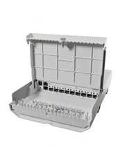 Load image into Gallery viewer, MikroTik netFiber 9 outdoor switch, with 5 x SFP, 4 x SFP+, 1 x Ethernet ports, 800MHz CPU, 256 MB RAM, RouterOS L5 license, 1 x DC jack, 1 x PoE-IN