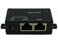 Load image into Gallery viewer, Single Port Gigabit Passive PoE Injector/Adapter, 650mA per Port, PoE Pass-through (Power output determined by PSU), 9-48V Power Supply (Not Included)