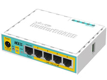 Load image into Gallery viewer, MikroTik hEX PoE Lite Desktop PoE Router, with 5 10/100 LAN ports and 1 USB port, 650MHz CPU, 64MB RAM, RouterOS L4, PoE in/port 2-5 PoE out, 6V - 30V