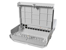 Load image into Gallery viewer, MikroTik Netfiber 9, Outdoor switch, featuring 800MHz CPU, 256MB RAM, RouterOS L5, 1 DC jack, 1 PoE-IN, Enclosure provides protection against splashes