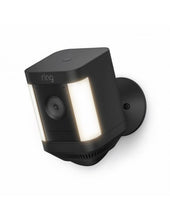 Load image into Gallery viewer, Ring Spotlight Fixed Camera Plus Battery, Black, Battery-powered security camera with LED spotlights and Siren, Includes battery pack