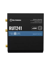 Load image into Gallery viewer, Teltonika eSIM LTE WiFi IoT Router with VPN, 1*WAN, 1*LAN, 802.11n built-in AP, Digital I/O, 1*SIM Slot, DC Input, External LTE/Wi-Fi Ant. | RUT241-E