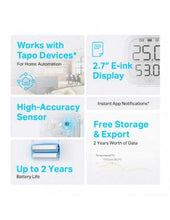 Load image into Gallery viewer, TP-Link Tapo Smart Temperature and Humidity, 868 MHz, battery powered (2 × AAA Batteries) Monitor, IoT & Smart Home, TP-Link sensors, TP-Tapo-T315