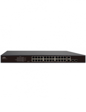 Load image into Gallery viewer, UNV 24 Port 10/100 PoE Ethernet switch, 24 PoE ports, max PoE Power 370W - supports EXTEND Mode up to 250M transmission distance on surveillance mode