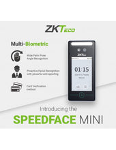 Load image into Gallery viewer, ZKTeco SpeedFace Mini Facial, Palm & RFID Access Control Terminal - Indoor Stand Alone T&A, Face Capacity - 800, Palm - 800, RFID - 1000, 4-inch touch