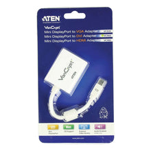 Load image into Gallery viewer, ATEN VC960 Mini DisplayPort to DVI Adapter - White - Supports 1080p video formats - VGA, SVGA, XGA, SXGA, UXGA - RoHS Certified, DVI-I, 52 grams