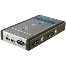 Load image into Gallery viewer, D-Link DKVM-4U 4-Port USB KVM Switch - Grey/Silver - with USB/VGA - includes only 2 cables - additional DKVM-CU/B1A cables to be purchased separately