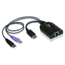 Load image into Gallery viewer, Aten Virtual Media KVM Adapter, DisplayPort to Cat5e/6 KVM Adapter Cable (CPU Module), USB 2.0. Colour: Black, Width 56mm x Depth 91mm x Height 21mm