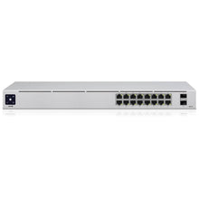 Load image into Gallery viewer, Ubiquiti UniFi 16-port Switch Gen2, features 8x PoE ports, 42W, 1.3-inch touch LCM, 8x 802.3at PoE+ ports, and 2x SFP ports - rackmounted or desktop