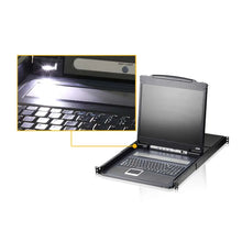 Load image into Gallery viewer, Aten CL1308N Switch, Keyboard port type: PS/2-USB VGA 19 inch LCD KVM Switch, AC input voltage: 100-240 V - 1U Rack Mount - 8 Port Control - Black