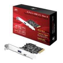 Load image into Gallery viewer, Vantec UGT-pc371ac 2-Port USB 3.1 Gen 2 Type-A/C PCIe x4 Adaptor, Low-profile, PCIe 2.0, Black, ASMedia ASM1142, 1x Type-A and 1x Type-C Ports