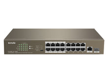 Load image into Gallery viewer, Tenda 16-Port Ethernet Switch with 16-Port PoE, Desktop, 10/100Mbps, 16 port PoE, 30W per port, 1x1Gbps, 1xSFP uplink port 220V PSU | TEF1118P-16-150W