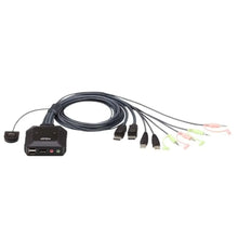 Load image into Gallery viewer, Aten CS22dp 2-port USB DisplayPort Cable KVM Switch, 1.2 m, 2560x1600 pixels, 3.5mm headphone,3.5mm mic,DisplayPort,USB A(Console)