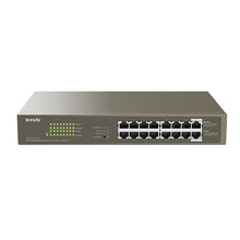 Load image into Gallery viewer, Tenda 16-Port Gigabit PoE Desktop Switch, Ethernet Ports: 16x 10/100/1000, Port Isolation; VLAN; CCTV; Standard, 1 x IEC Power Cord | TEG1116P-16-150W