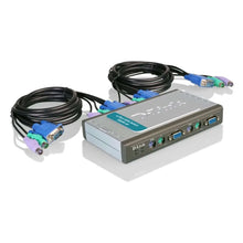 Load image into Gallery viewer, D-Link DKVM-4U 4-Port USB KVM Switch - Grey/Silver - with USB/VGA - includes only 2 cables - additional DKVM-CU/B1A cables to be purchased separately