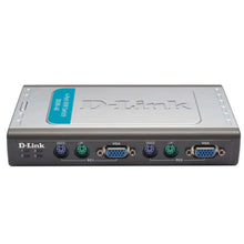 Load image into Gallery viewer, D-Link DKVM-4U 4-Port USB KVM Switch - Grey/Silver - with USB/VGA - includes only 2 cables - additional DKVM-CU/B1A cables to be purchased separately
