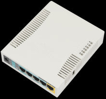 Load image into Gallery viewer, MikroTik RB951Ui-2HnD 2.4GHz high power desktop Wi-Fi Router, 600MHz CPU, 128MB RAM, 802.11b/g/n dual chain, 5x 10/100 LAN, RouterOS L4, 1 USB, 2.5dBi