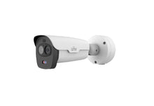 Load image into Gallery viewer, UNV H.265 4MP LightHunter Dual-spectrum Thermal Network Bullet Camera, SIP, 12V DC 24V AC, PoE, IP67, IR 50m, 3.2mm Thermal, 4 mm, SD Slot 256 GB, Mic