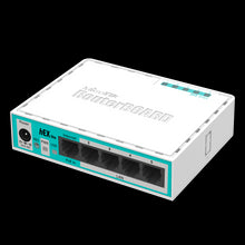 Load image into Gallery viewer, MikroTik hEX Lite Desktop Router - with 5x 10/100 Ethernet ports, 850MHz CPU, 64MB RAM, RouterOS L4, PoE in, 6 V - 30 V, plastic case and power supply