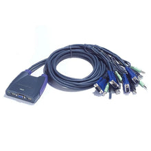 Load image into Gallery viewer, ATEN CS64US 4-Port USB VGA Audio Cable KVM Switch - 1.2M Cable - Blue, 2048 x 1536 pixels, Scan interval 99 s, Cables included: USB,VGA