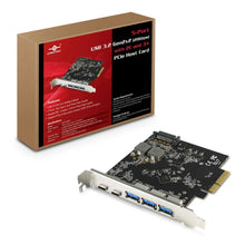 Load image into Gallery viewer, Vantec UGT-PC3A2C 5-Port USB3.2 Gen2x2 (3 Type-A, 2 Type-C) PCI Express x4 Adaptor, Black, Width 95mm x Depth 95mm x Height 19mm, USB Type-A interface