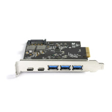 Load image into Gallery viewer, Vantec UGT-PC3A2C 5-Port USB3.2 Gen2x2 (3 Type-A, 2 Type-C) PCI Express x4 Adaptor, Black, Width 95mm x Depth 95mm x Height 19mm, USB Type-A interface