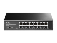 Load image into Gallery viewer, Cudy 16 Port Gigabit Rack-Mount Switch, features 16x10/100/1000 Ethernet Ports, Desktop or Rack-Mount, 1xIEC Power Cord (Included), 100V-240V | GS1016