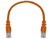 Load image into Gallery viewer, Linkbasic 22cm UTP Cat5e Flylead Orange, moulded Flylead supplied with boots, rated for 10/100/1000Mbps data transmission speeds with Stranded Copper - Let's Fibre Technologies